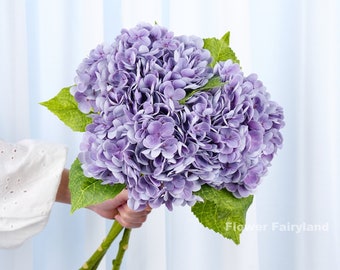 Real Touch Huge Hydrangea Stem | Extremely Realistic Artificial Flower | DIY Floral | Wedding/Home Decoration | Gifts - Lavender Purple