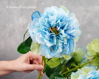 5 Huge Heads Peony Bouquet | High Quality Artificial Flower | DIY Floral | Wedding/Home Decoration | Gifts - Blue