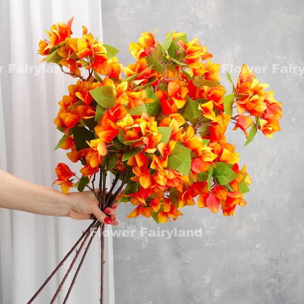 Bougainvillea Bouquet | Bougainvillea Branch | Artificial Flower | DIY | Floral | Wedding/Home Decoration | Gifts - Yellowish Orange