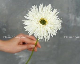 Faux Gerbera Daisy Stem | Artificial Flower | Wedding/Home Decoration | Gifts - White