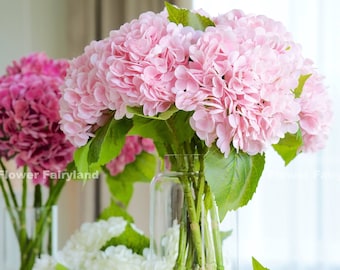 Real Touch Huge Hydrangea Stem | Extremely Realistic Artificial Flower | Floral | Wedding/Home Decoration | Gifts - Light Pink