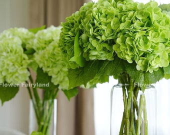Real Touch Huge Hydrangea Stem | Extremely Realistic Artificial Flower | Centerpiece | DIY Floral | Wedding/Home Decoration | Gifts - Green