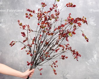 39" Decorative Faux Leaf Stem | Artificial Plant | Wedding/Home Decoration | Gifts - Burgundy