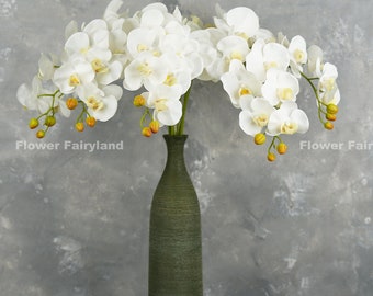 38&quot; Real Touch 9 Heads Orchid Stem - Artificial Flower - White