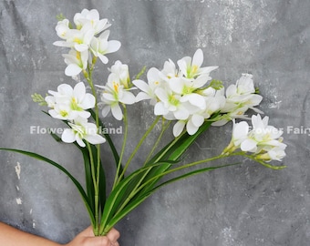 Real Touch Faux Freesia Stem | Artificial Flower | Centerpieces | DIY Floral | Wedding/Home Decoration | Gifts - White