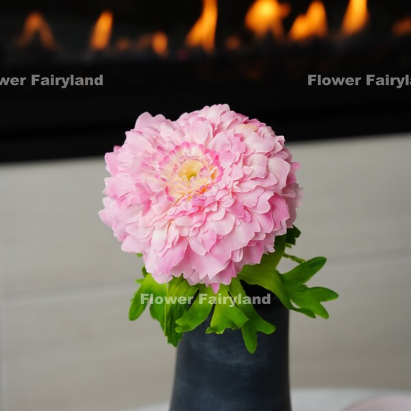 Faux Tagetes Erecta Stem | High Quality Artificial Flower | Centerpieces | DIY Floral | Wedding/Home Decoration | Gifts - Pink