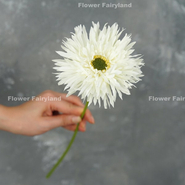 Faux Gerbera Daisy Stem | Artificial Flower | Wedding/Home Decoration | Gifts - White