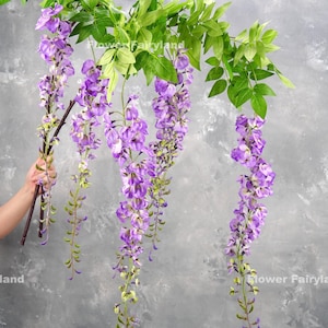 Indoor/Outdoor 43 in. Purple Artificial Other Wisteria Vine Individual Flower Stems (Set of 24)