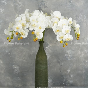 38&quot; Real Touch 9 Heads Orchid Stem - White