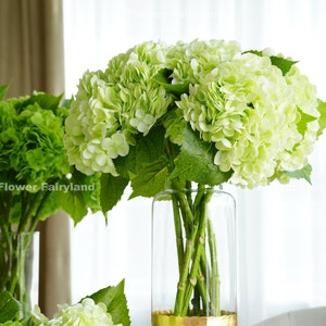 Real Touch Huge Hydrangea Stem | Extremely Realistic Artificial Flower | Centerpiece | Wedding/Home Decoration | Gifts - Pale Green