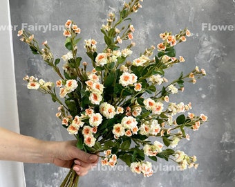 Faux Miniature Rose Bouquet | Miniature Rose Long Stem | Artificial Flower | DIY | Floral | Wedding/Home Decoration | Gifts - Peach