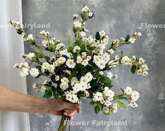 Faux Miniature Rose Bouquet | Miniature Rose Long Stem | Artificial Flower | DIY | Floral | Wedding/Home Decoration | Gifts - White