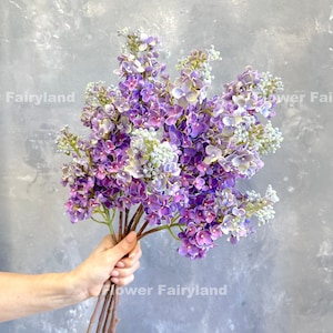 Real Touch Lilac Flower | High Quality Artificial Flower | DIY | Floral | Wedding Flowers | Home Decors | Gifts - Purple