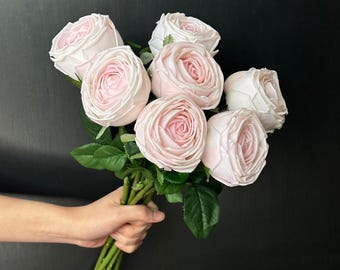 Tallo de rosa de tacto real - Flor artificial - Rosa claro