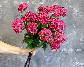 Faux Snowball Flower Bouquet | 3 Heads Snowball Stem | High Quality Artificial Flower | DIY | Wedding/Home Decoration | Gifts -Bright Pink