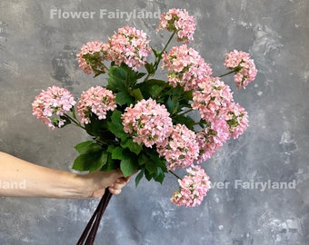 Faux Snowball Flower Bouquet | 3 Heads Snowball Stem | High Quality Artificial Flower | DIY | Wedding/Home Decoration | Gifts -Light Pink