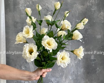 Faux Lisianthus Bouquet | Lisianthus Flower Stem | Artificial Flower | DIY | Wedding/Home Decoration | Gifts -Cream