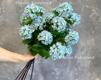 Faux Snowball Flower Bouquet | 3 Heads Snowball Stem | High Quality Artificial Flower | DIY | Wedding/Home Decoration | Gifts -Blue