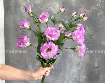 Faux Lisianthus Bouquet | Lisianthus Flower Stem | Artificial Flower | DIY | Wedding/Home Decoration | Gifts -Purple