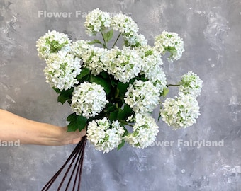 Faux Snowball Flower Bouquet | 3 Heads Snowball Stem | High Quality Artificial Flower | DIY | Wedding/Home Decoration | Gifts -White