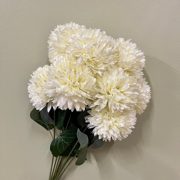 Bouquet de boules de chrysanthèmes 9 têtes | Fleur artificielle de haute qualité | Bricolage | Fleurs | Décoration de mariage/maison | Cadeaux - Multicolore
