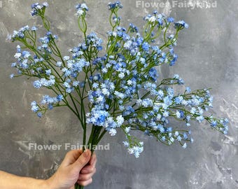 21" Faux Baby's Breath Stem - Artificial Flower - Light Blue