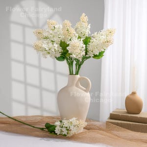 Faux Lilac Flower Stem - Artificial Flower - White