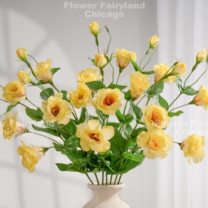 3 Heads Faux Lisianthus Stem - Artificial Flower - Yellow