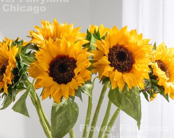 Real Touch Sunflower Stem - Artificial Flower - Yellow