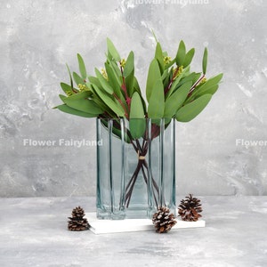 Set of 8 - Faux Seeded Eucalyptus Leaf Stem | High Quality Artificial Plant | Greenery | Wedding/Home Decoration | Gifts (Set of 8) - Green