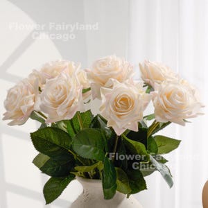 Real Touch Rose Stem - Artificial Flower - Pinky Cream
