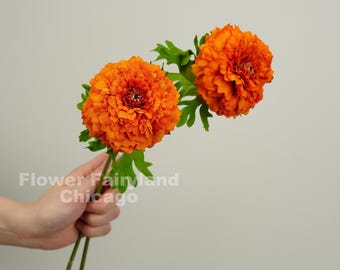 Faux Ringelblume Tagetes Erecta Stem - Kunstblume - Dunkel Orange