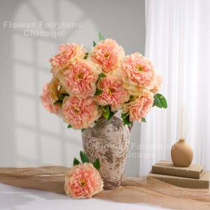 Bouquet di 5 enormi teste di peonia / Fiori artificiali di alta qualità / Fai da te / Decorazione floreale per matrimoni/casa / Regali - Pesca