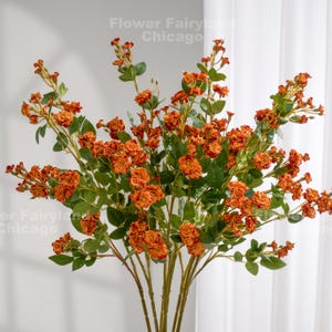 Faux Miniature Rose | High Quality Artificial Flower | DIY | Floral | Centerpieces | Wedding Bouquet | Home Decors | Gifts - Dark Orange