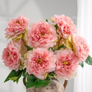 5 Huge Heads Peony Bouquet | High Quality Artificial Flower | DIY Floral | Wedding/Home Decoration | Gifts - Pink