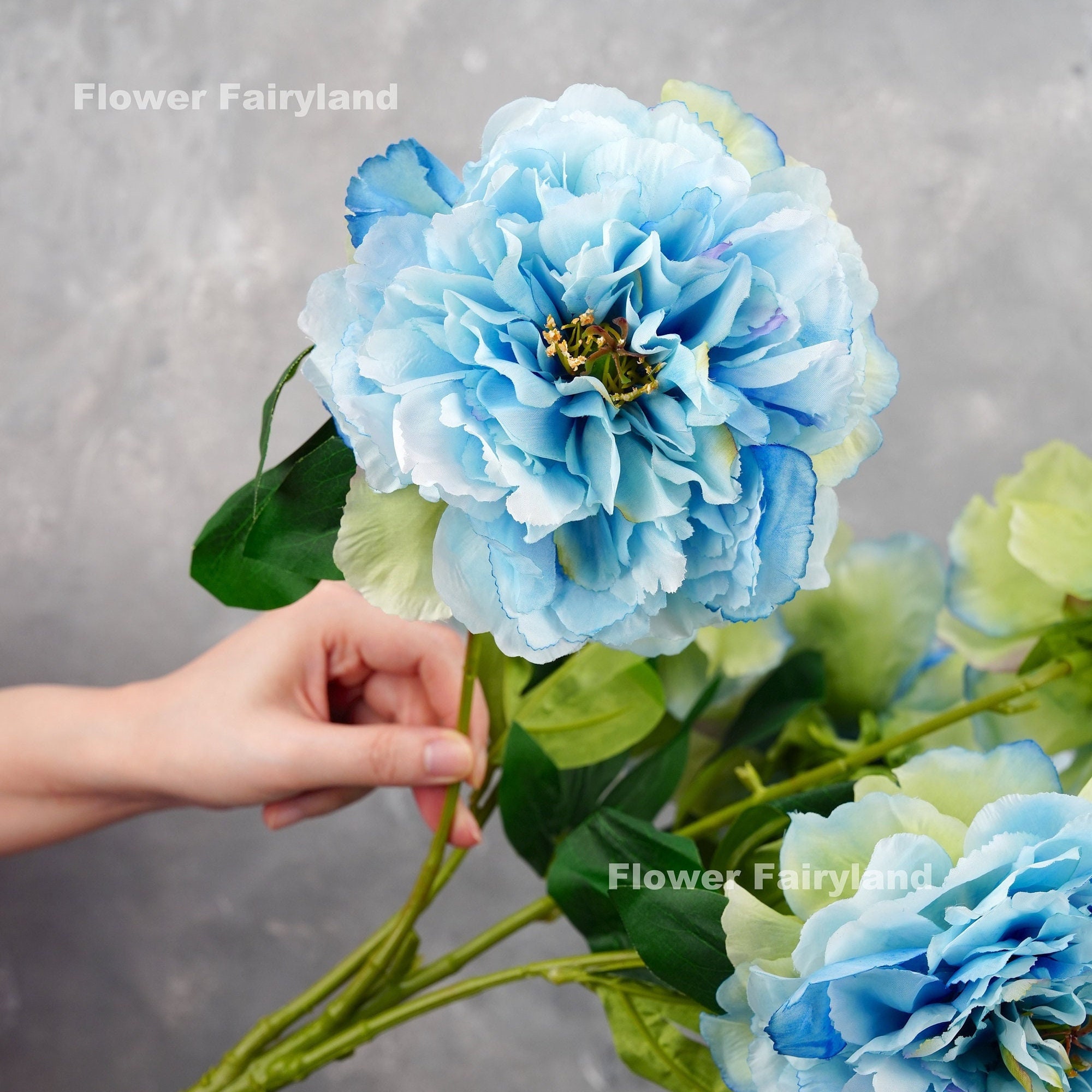 Blumenstrauß riesige 5 Hochwertige Kunstblume DIY Hochzeit/Dekoration Blau Pfingstrose Köpfe Geschenke Blumen