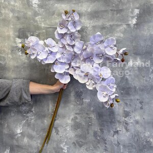 37インチ 10頭 特大サイズの蘭 | 高品質造花 | DIY | センターピース | ウェディングブーケ | ホームデコレーション | ギフト - ライトパープル