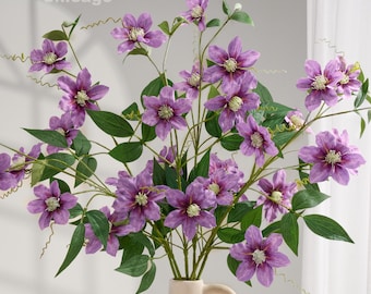 33" Faux Clematis Branch - Artificial Flower - Lilac