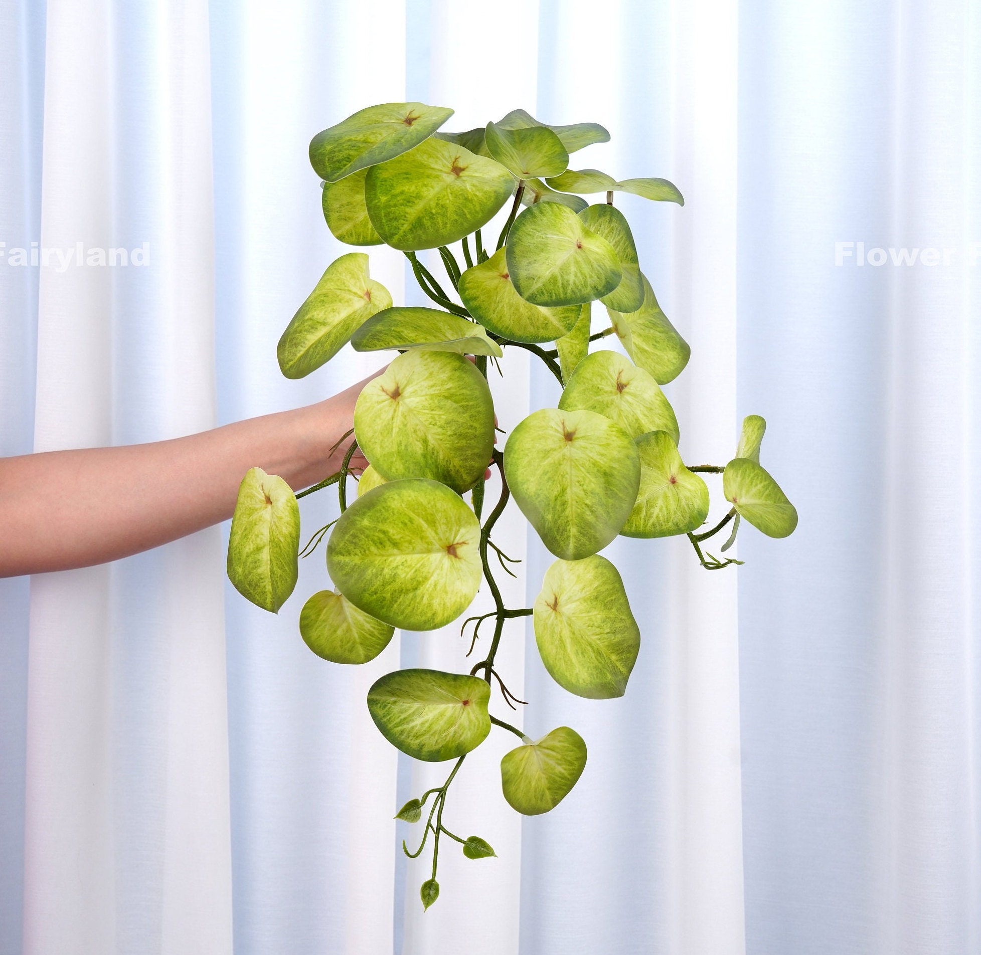 1pcs Artificial Fake Hanging Vine Plant Leaves Garland Home Garden Wall  Decoration Green 