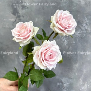 Faux Rose Stem | High Quality Artificial Flower | DIY Floral | Wedding/Home Decoration | Gifts - Light Pink