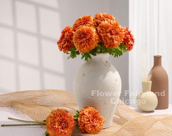 Faux Ringelblume Tagetes Erecta Stem - Kunstblume - Dunkel Orange