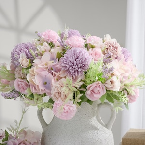 Mixed Flower Small Bouquet | High Quality Artificial Flower | DIY | Wedding Bouquet | Home Decors | Gifts - Pinkish Purple