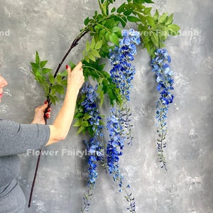 69&quot; Faux Wisteria Hanging Flower Branch - Artificial Flower - Blue