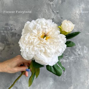 Riesige Pfingstrose mit getrocknetem Aussehen - Kunstblume - Milky White