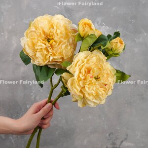 Dried Look Huge Peony with Bud Stem High Quality Artificial Flower Centerpieces DIY Floral Wedding/Home Decoration Gifts Yellow image 7