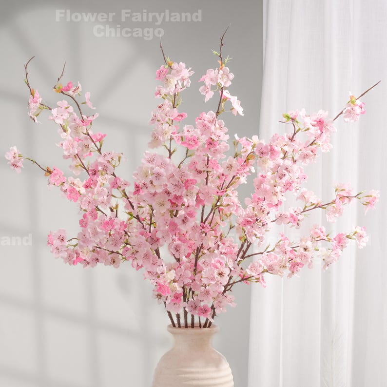 42“ Faux Cherry Blossom - Artificial Flower - Pink image 2