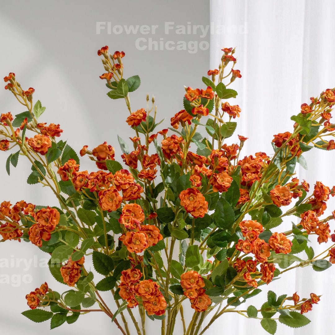 Fake Orange Roses Faux Miniature Rose - Artificial Flower - Dark Burnt Orange - Etsy