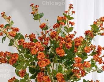 Faux Miniature Rose - Artificial Flower - Dark Burnt Orange