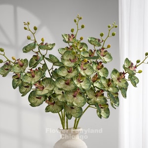 Real Touch 8 Heads Orchid Stem - Artificial Flower - Green