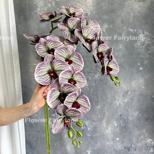 Real Touch 9 Heads Orchid Stem - Artificial Flower - Greenish Grape